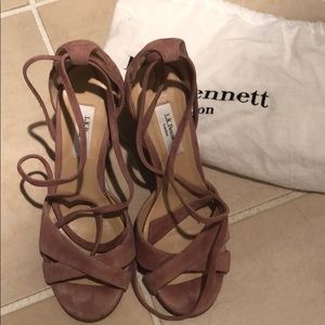 LK Bennett wedge dusty rose color, Worn 2x